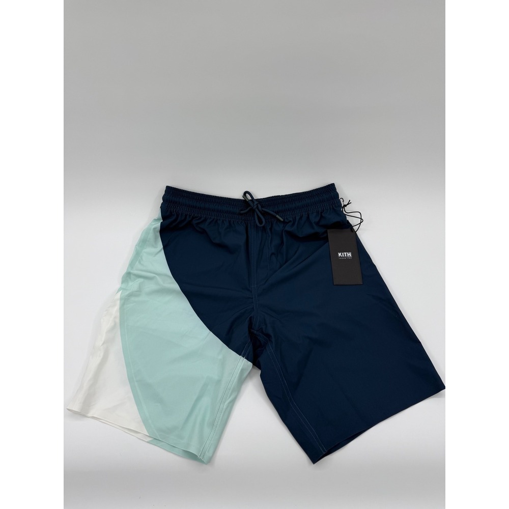 Kith Coney Swim Trunk Navy Sky Blue Colorblock KH7001-106 Mens Size M